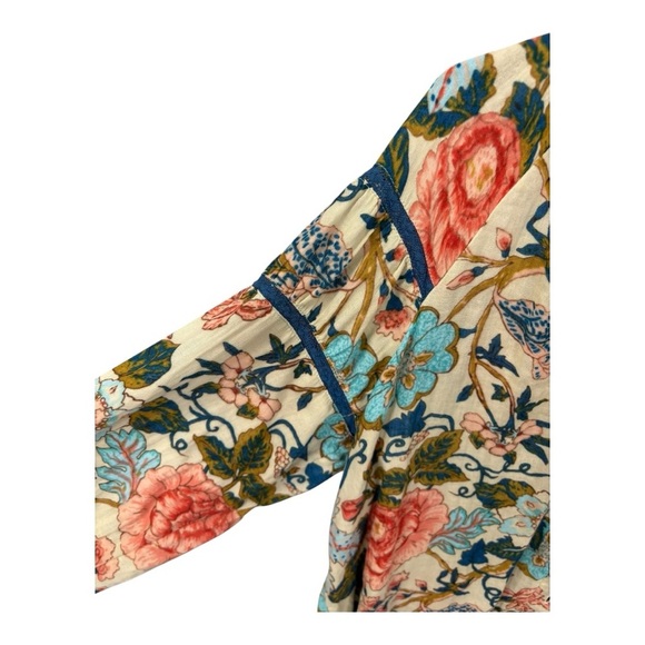 Soft Surroundings Women's Ecru Multi Floral Button-Up Bisonette Gauze size Large - Picture 5 of 7